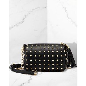 BLACK NOVELTY STUDDED HANDBAG CROSSBODY BAG